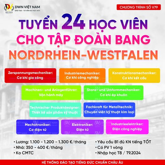 TUYỂN 24 BAN HỌC VIÊN CHO TẬP ĐOÀN BANG NORDRHEIN - WESTFALEN