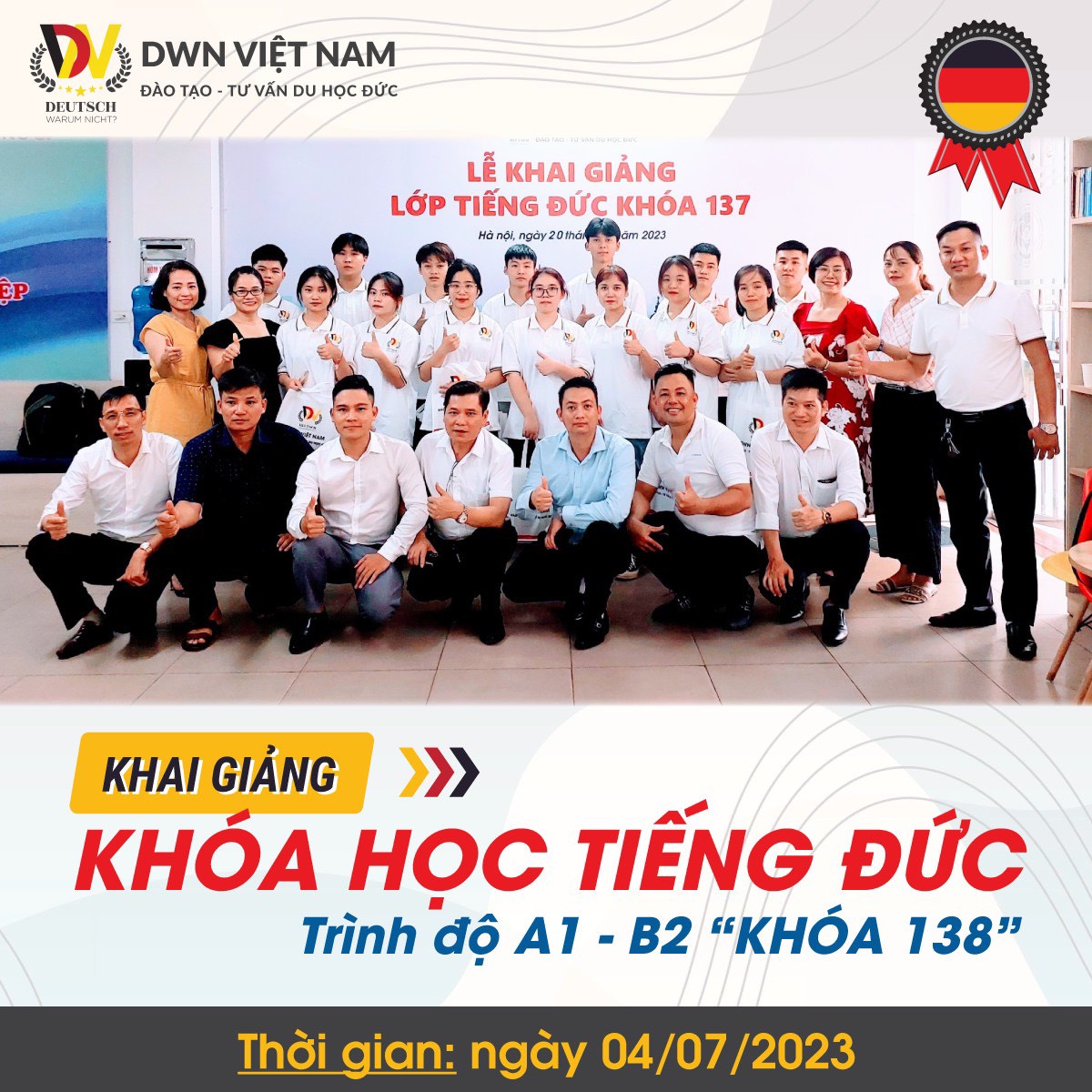 KHAI GIẢNG LỚP HỌC TIẾNG ĐỨC MIỄN PHÍ HỌC THỬ TRONG THÁNG O7/2023