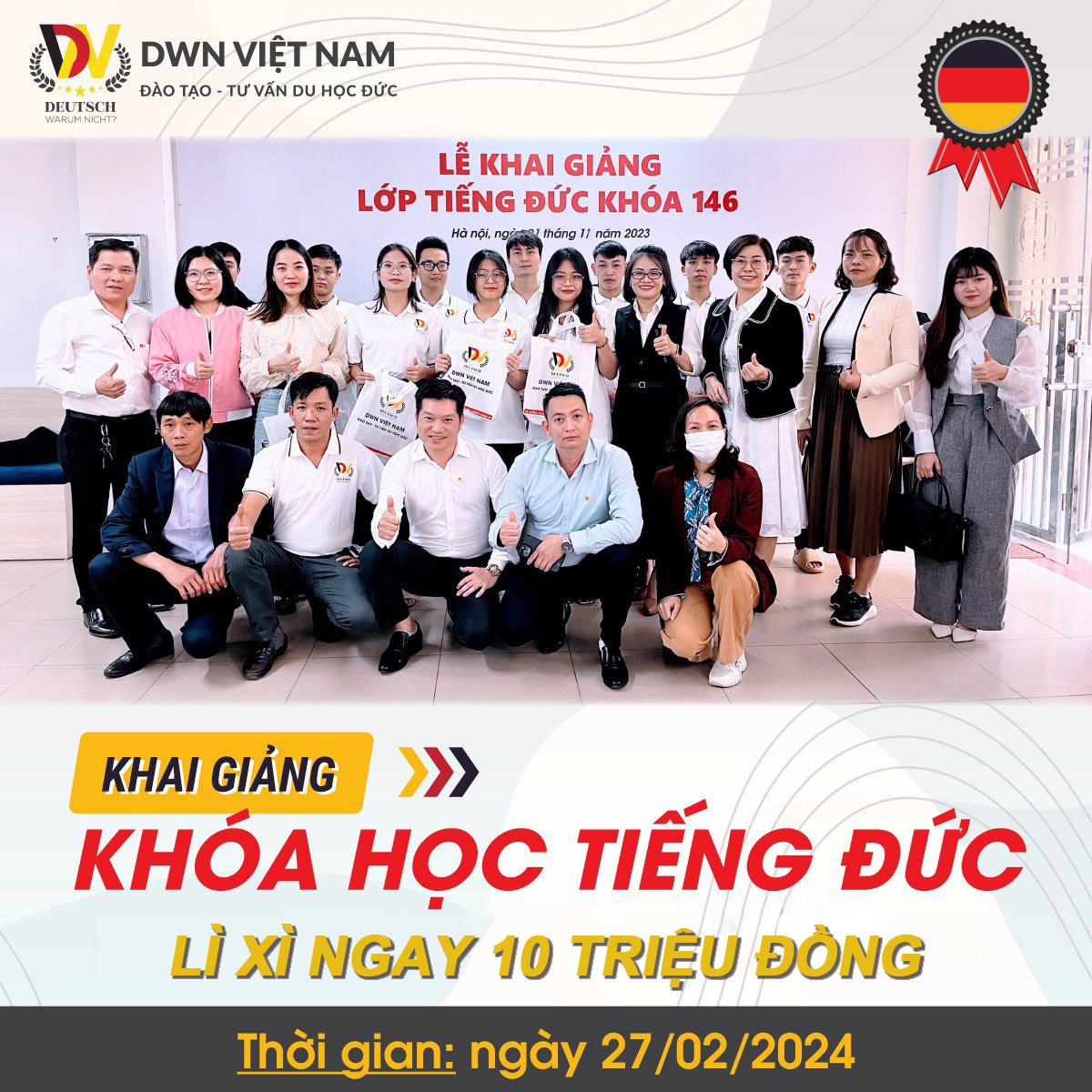 KHAI GIẢNG LỚP TIẾNG Đ.ỨC KHÓA 146 NGÀY 27/02/2024